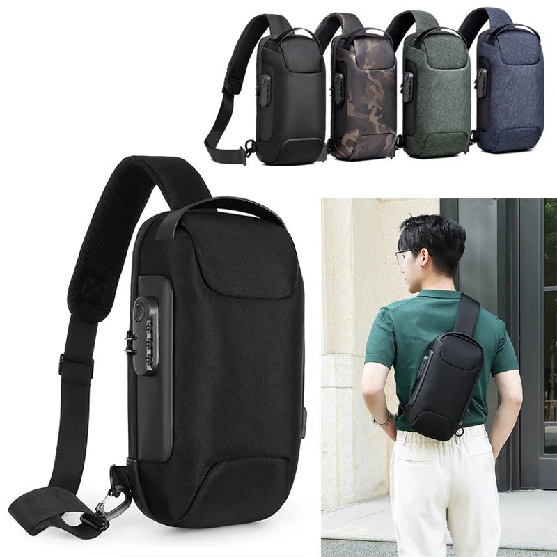 Waterproof Anti -Theft Password Lock Cross -Men Bag Oxford Cloth Sports Oblique Back Shoulder Bag Business Small Crossbody Bag