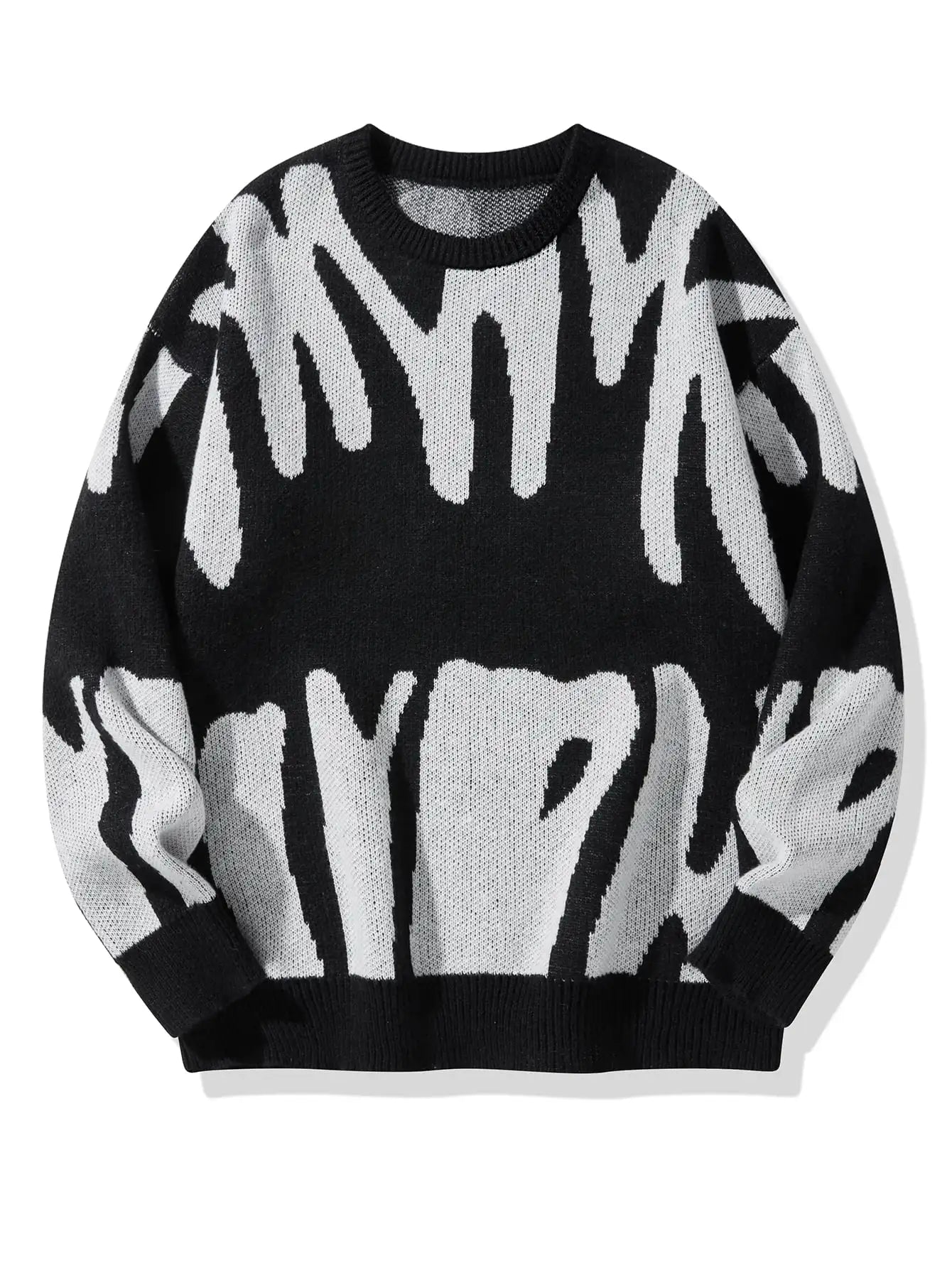 New Popular Spring & Fall Astronaut Star-Picking Jacquard Pattern Pullover Sweater Casual Round Neck Contrast Color Knitted Men'