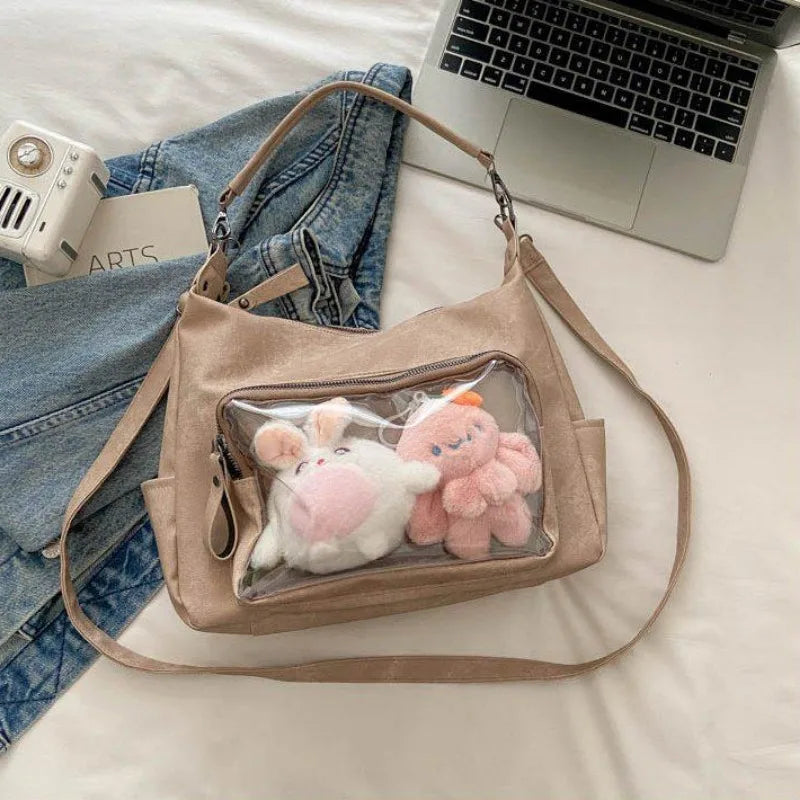MBTI Casual Ita Bag for Women Fashion Aesthetic Y2k Large Capacity Shoulder Bag Transparent Daily Advanced Harajuku New Handbag