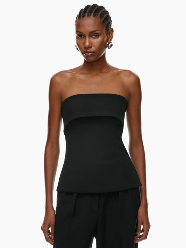 Solid Tube Tops For Women Strapless Bra Turndown Slash Neck Lenceria Femenina Backless Bralette Femme Split Bandeau Top Sexy