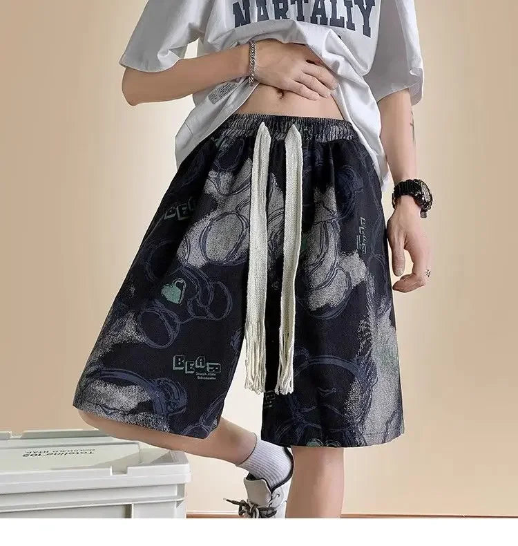 Bear Graffiti Men's Breathable Quick-drying Five-point Casual Loose Beach Sports Shorts