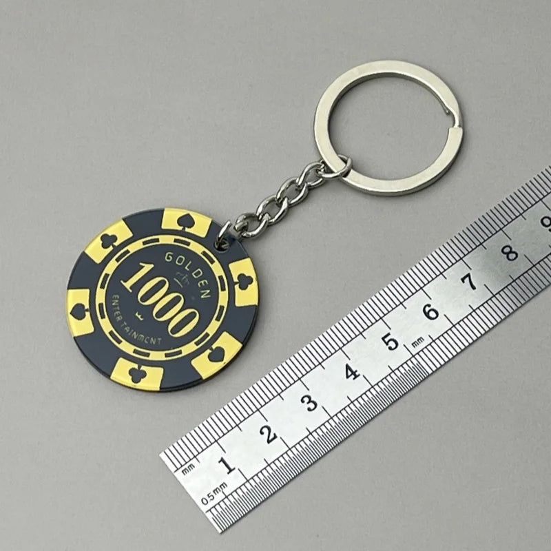 Fashionable Multi functional Keychain Casino Style Lucky Dice Black 8 Lucky Chip Pendant Mountaineering Buckle Bottle Opener