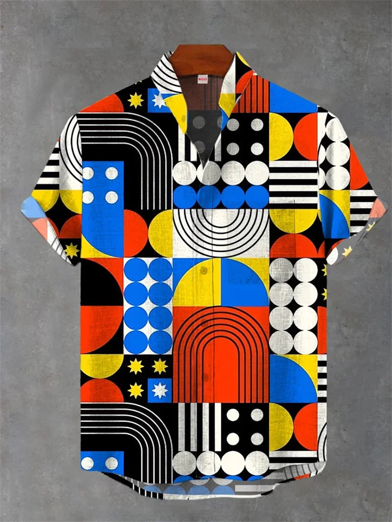 2025 Retro Ukiyo-e Pattern 3D Printing Linen Shirt Men's Fashion Shirt Summer Casual Harajuku Street Wear Vacation Shirt