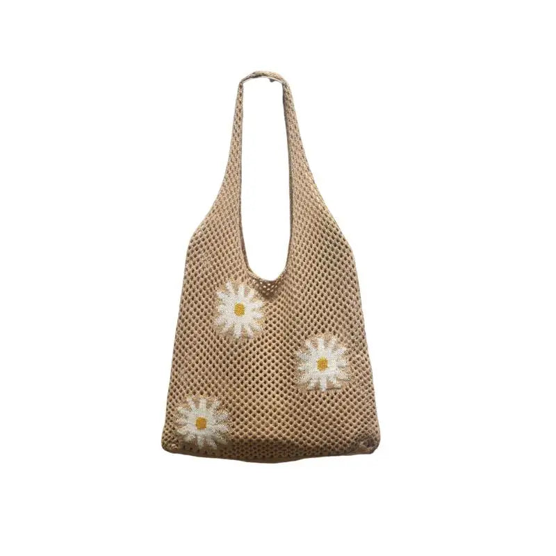 Women Knitted Bag Woven Love Heart  Pattern Wool Portable Shoulder Bag Shopping Bags Workers Students Daily Commuter Bags