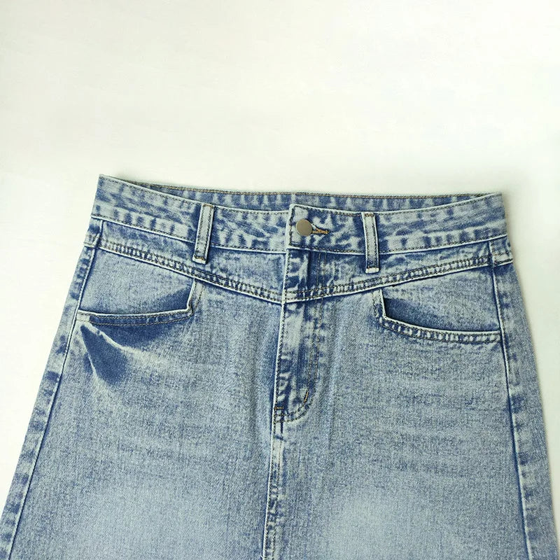 2024 New Elegant Long Denim Skirt Ladies  Arrival Retro Casual Cotton Blue Street Ladies Loose Washed A-Line Skirt