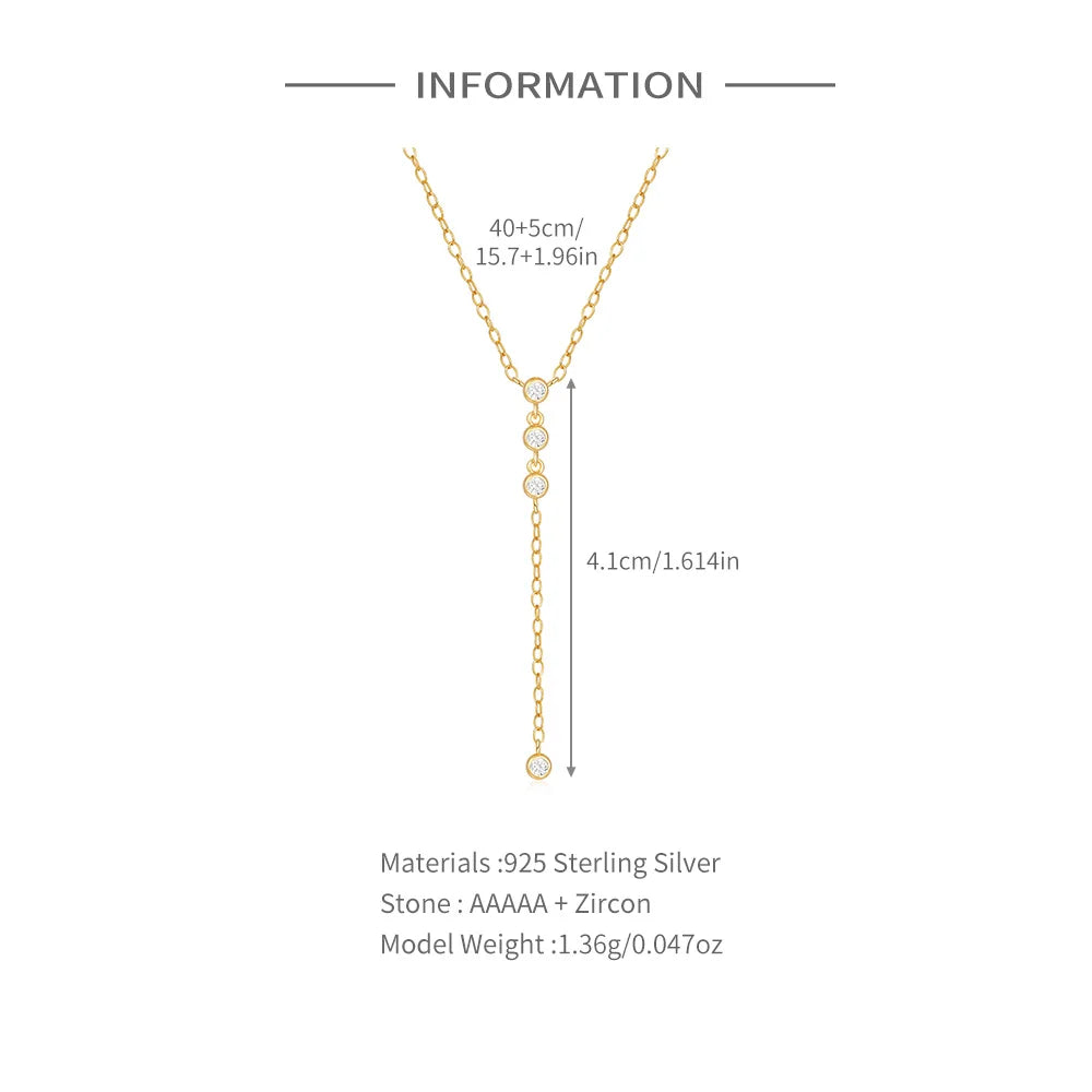 AIDE 925 Sterling Silver Personalized Snake Chain Adjustable Y Necklace Clavicle Pendant Chokers Necklace Women's Holiday Gifts