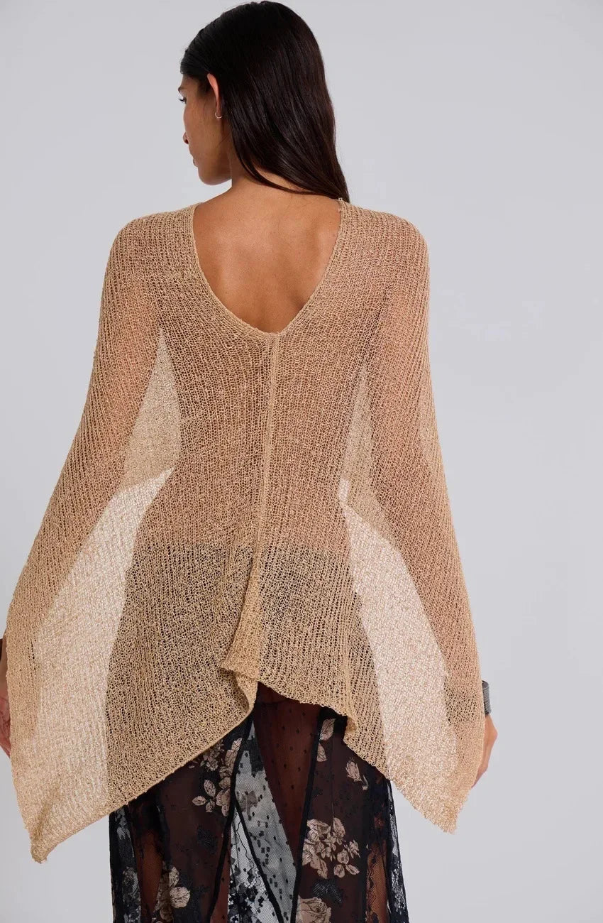 Glitter Knitted One Piece Top Women Fashion Halter Shawl Multi-wear Holiday Cape Beach Tank 2025 Summer Casual Cover Ups