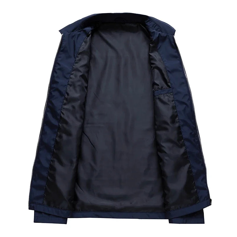 Business Casual Jacket Dad Outer Suit Coat New Men's Middle-aged and Elderly Stand-up Collar Plus Size Spring and Autumn