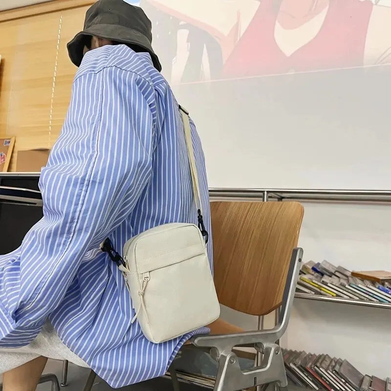 Messenger Sling Bags For Men Casual Canvas Small Zipper Crossbody Pouch Simple Small Crossbody Shoulder Bag Men Bag