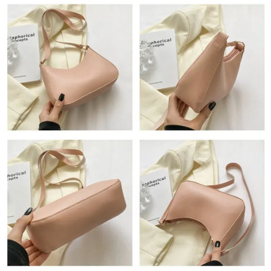 New Women's Fashion Handbags Retro Solid Color PU Leather Shoulder Underarm Bag Casual Women Handbags Designer Bag for Women