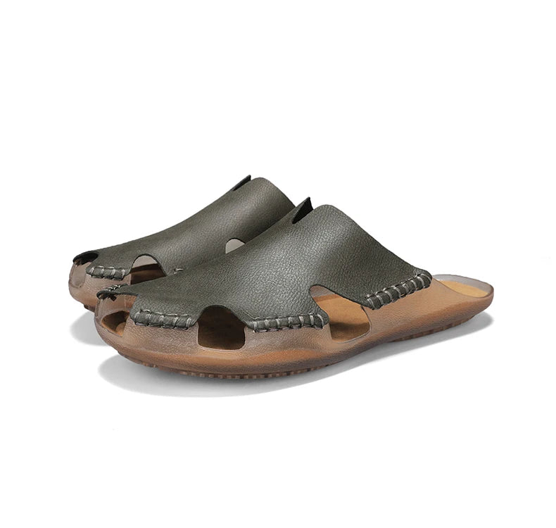 Large Men's Summer Leather Sandals Slippers Soft Sandals Men's Roman Comfortable Outdoor Walking Shoes 38-48
