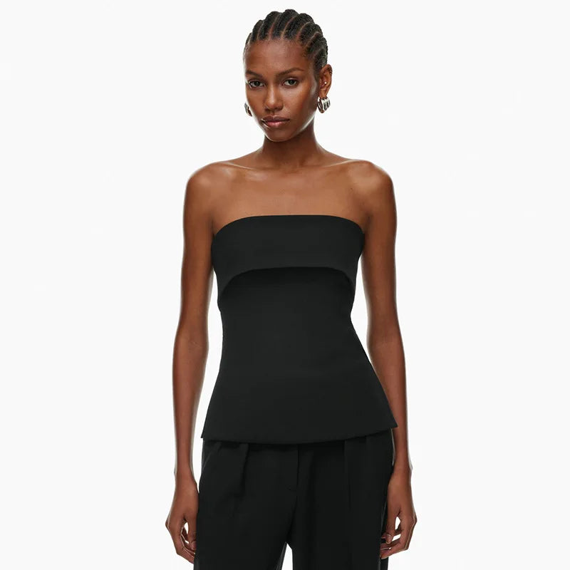 Solid Tube Tops For Women Strapless Bra Turndown Slash Neck Lenceria Femenina Backless Bralette Femme Split Bandeau Top Sexy