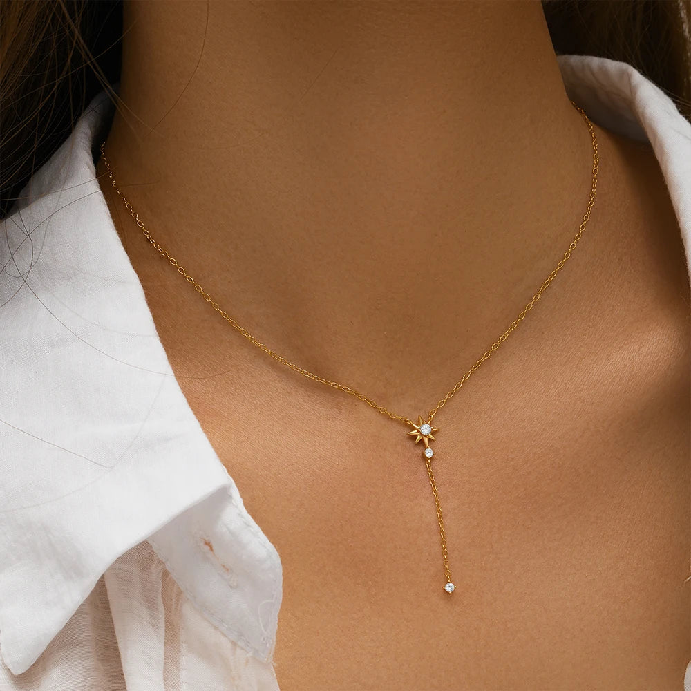 AIDE 925 Sterling Silver Personalized Snake Chain Adjustable Y Necklace Clavicle Pendant Chokers Necklace Women's Holiday Gifts