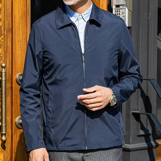 Business Casual Jacket Dad Outer Suit Coat New Men's Middle-aged and Elderly Stand-up Collar Plus Size Spring and Autumn