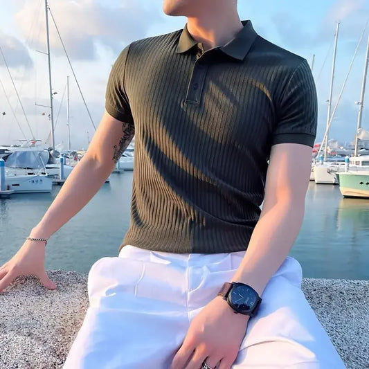 Trendy Men's Half Sleeve Polo Shirt Summer Ice Silk Short Sleeve Casual Lapel Top For Fashionable Men's Wear 2024
