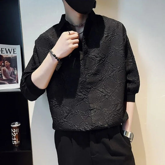 Man Shirt Graphic Half Sleeve Shirts For Men White New In Fashion 2024 Xxl Elegant With Sleeves Tops Trend S Luxury Social I