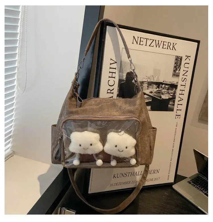 MBTI Casual Ita Bag for Women Fashion Aesthetic Y2k Large Capacity Shoulder Bag Transparent Daily Advanced Harajuku New Handbag
