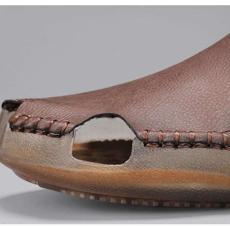 Large Men's Summer Leather Sandals Slippers Soft Sandals Men's Roman Comfortable Outdoor Walking Shoes 38-48