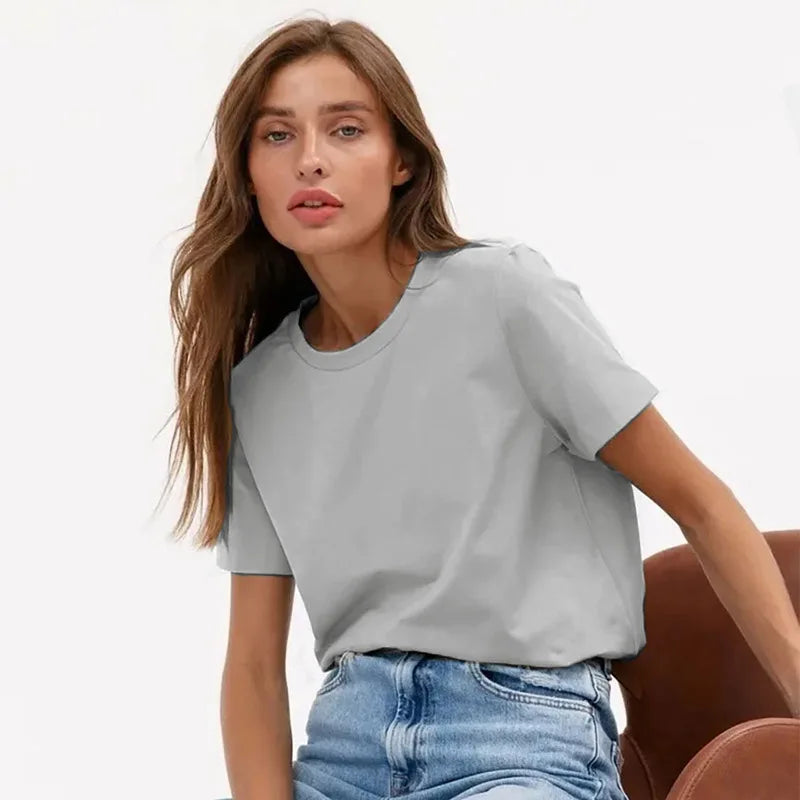 3XL 4XL 100% Cotton Women s T shirt Oversized Casual Solid Tees Short Sleeve Summer Top Plain Streetwear Quality Basic Clothing