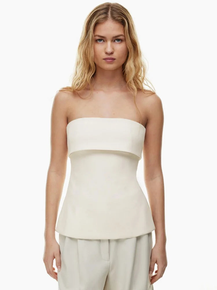 Solid Tube Tops For Women Strapless Bra Turndown Slash Neck Lenceria Femenina Backless Bralette Femme Split Bandeau Top Sexy