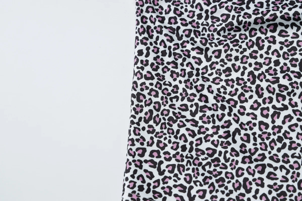 Dulzura Leopard Sexy Elegant Casual 2 Piece Skirt Set Chest Wrapping Patchwork Tank Top Short Skirt Matching Set Party Clubwear