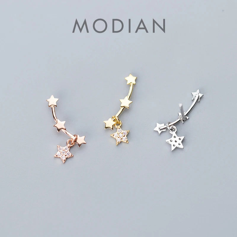 Modian Stackable Twinkle Star Sterling Silver 925 Stud Earrings for Women Fashion 3 Color Simple Ear Pin Fine Jewelry 2020 New