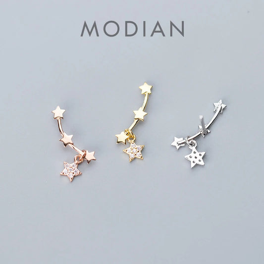 Modian Stackable Twinkle Star Sterling Silver 925 Stud Earrings for Women Fashion 3 Color Simple Ear Pin Fine Jewelry 2020 New