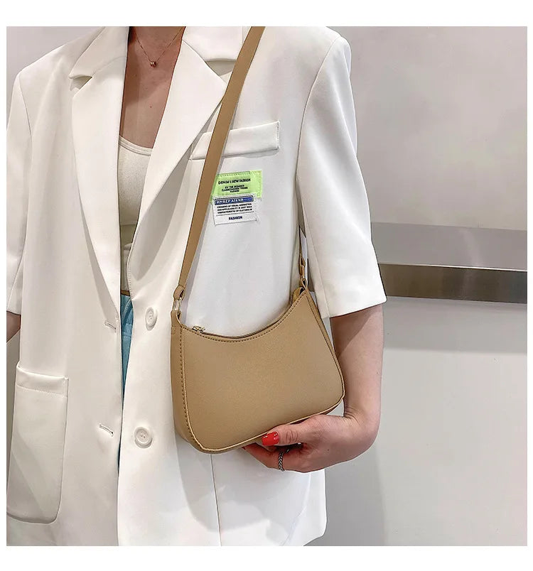 New Women's Fashion Handbags Retro Solid Color PU Leather Shoulder Underarm Bag Casual Women Handbags Designer Bag for Women