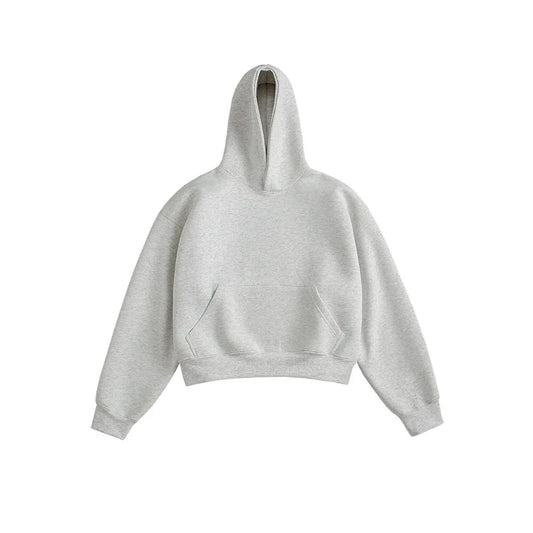 LAPPSTER Men Women Cleanfit Y2k Short Hooded Hoodies Korean Fashions 2000s Sweatshirts Tracksuit Grey Harajuku Big Pocket Hoodie