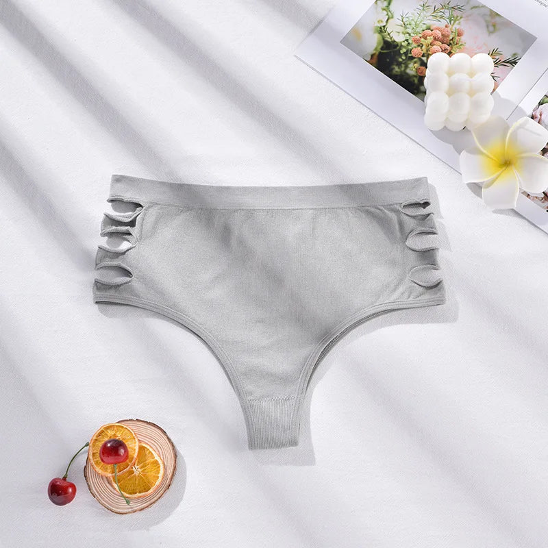 Sexy Women's Lingerie Panties Plus Size High Waist Briefs Comfort Solid Intimates Women Underwear Women Hollow Out Briefs S-4XL