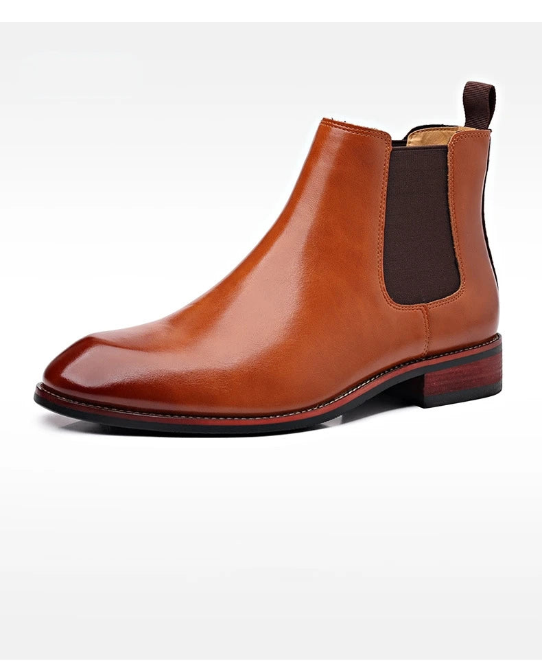 Men's Classic Retro Chelsea Boots Mens Fashion Leather Ankle Boots Men British Style Short Boots High-top Casual Shoes