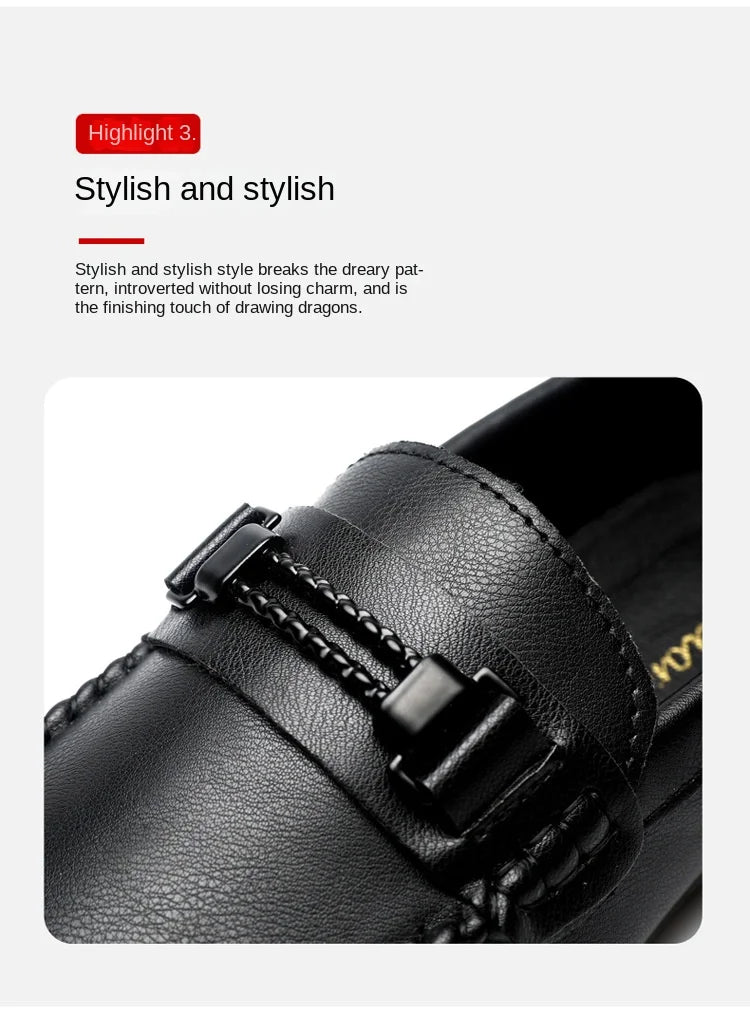 Men's Formal Summer Soft Sole Business Work Shoes Waterproof Lightweight Genuine Leather Men's Loafers Men's Flat Breathable