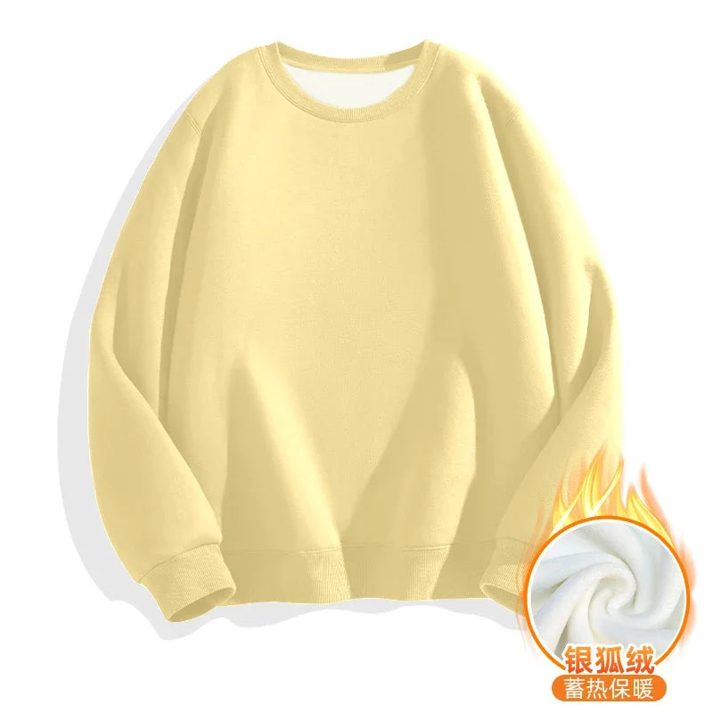 LEGIBLE 2025 Autumn Winter Woman's Hoodies Oversize Female Loose Solid Thicken Fleece Warm Women Sweatshirts Lady