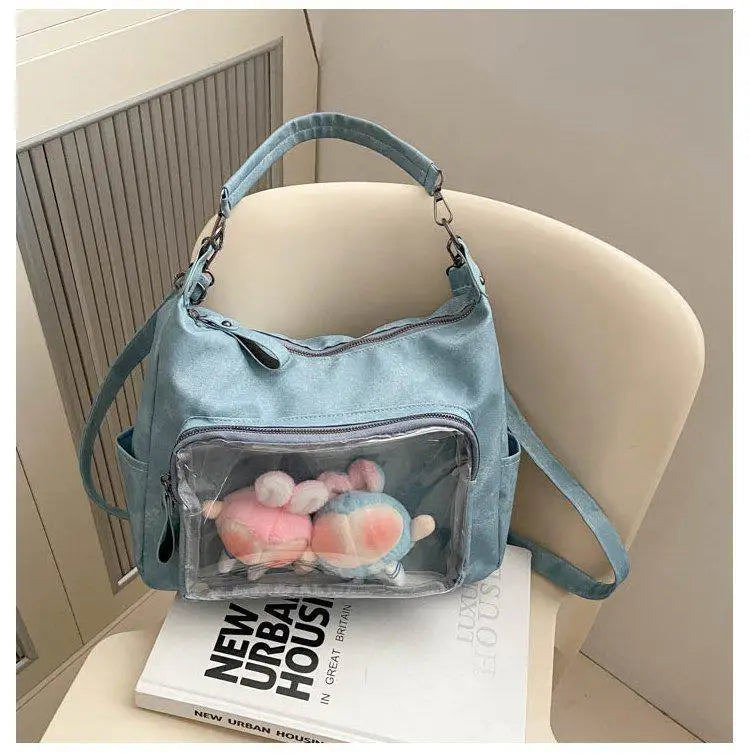 MBTI Casual Ita Bag for Women Fashion Aesthetic Y2k Large Capacity Shoulder Bag Transparent Daily Advanced Harajuku New Handbag