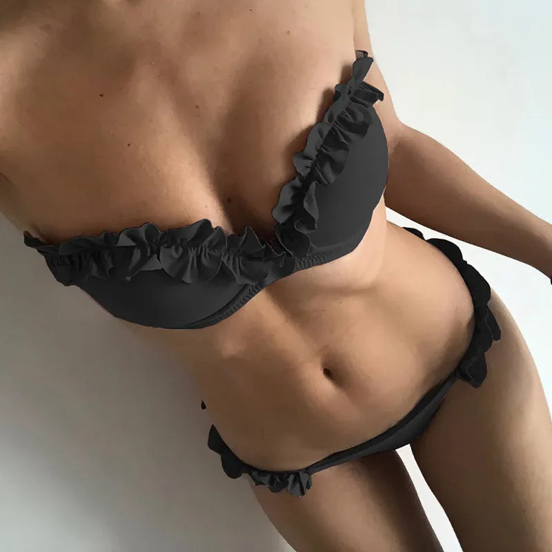 2025 New Summer Swimwear Bikini Set Sexy Leopard Strapless Bikini 2 Piece Set Women Split Swimsuit High Waist Beach Style Bikini