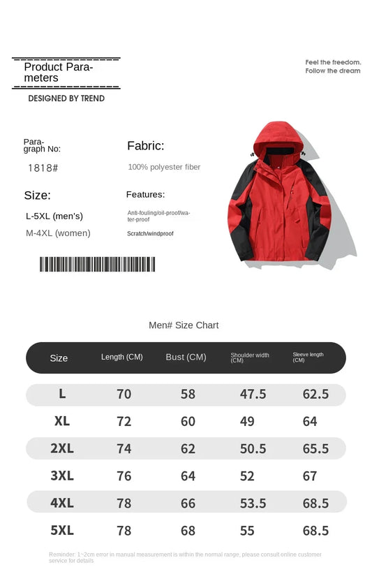 Spring Autumn Fashion Trend High Quality Versatile Windproof Waterproof Outdoor Couple Sports Leisure Mountaineering Clothing