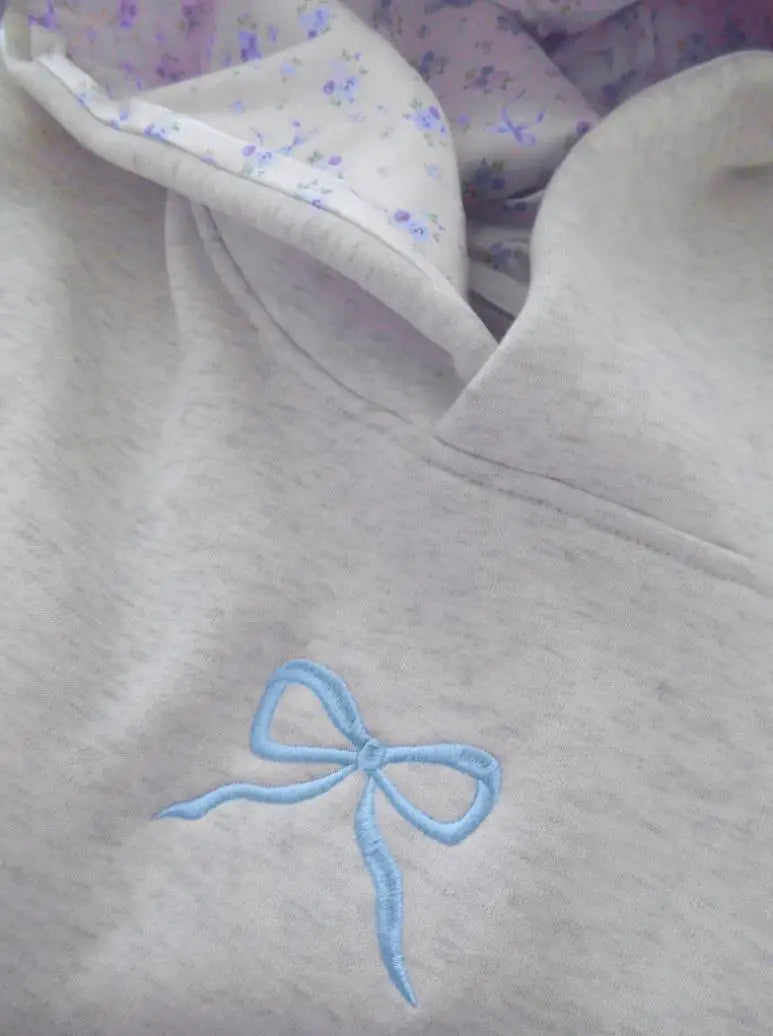Women's Pink Bow Decor Hoodie Sweet Casual Fall Winter Hoodie Cozy Warm Women's Fashion Fullover Women Clothing