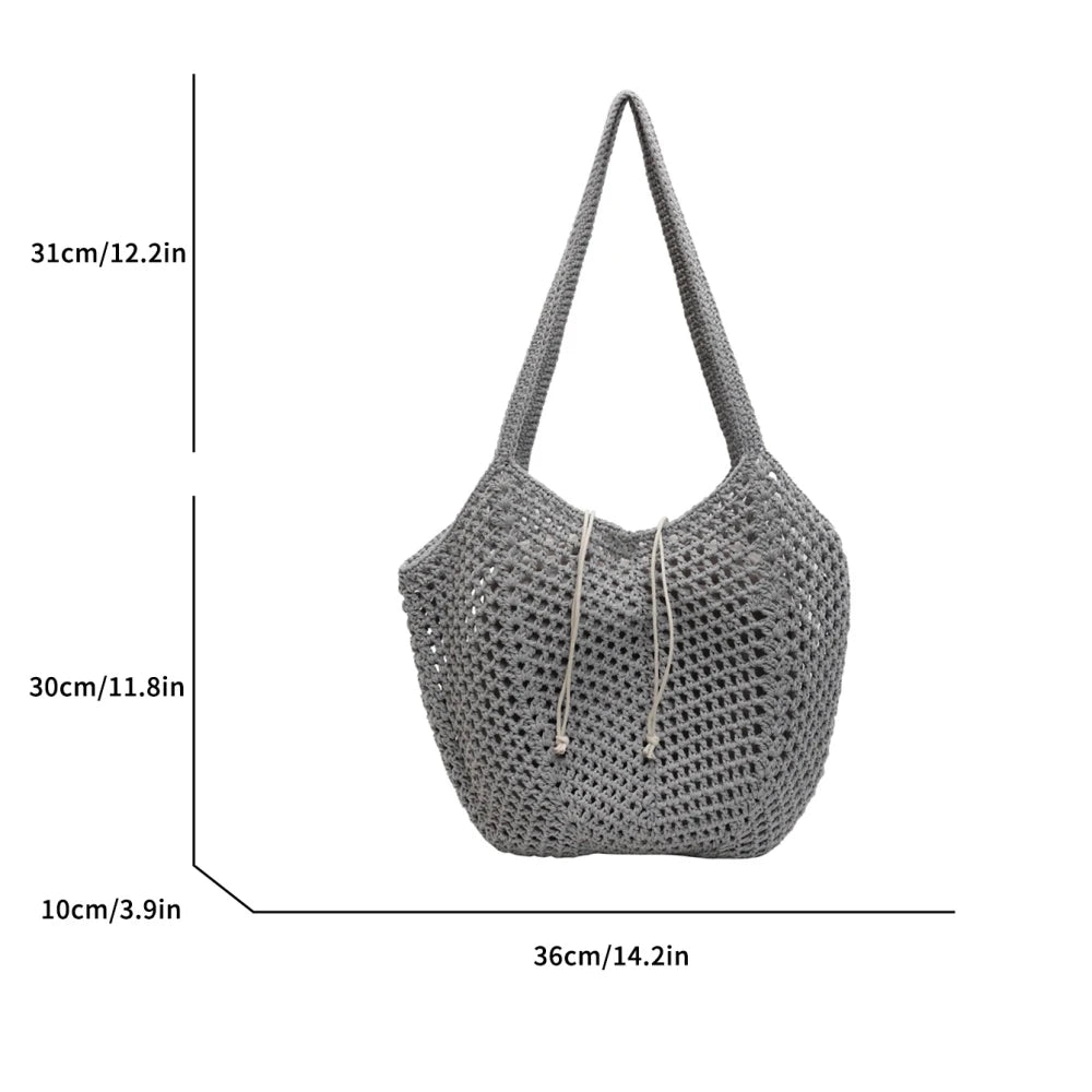2025 Latest Summer Beach Straw Woven Tote Bag For Women 2-IN-1 Hollow-out Lightweight Large Capacity Shopper Shoulder Bag Female