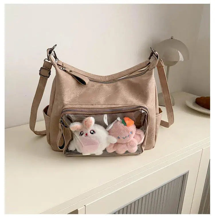 MBTI Casual Ita Bag for Women Fashion Aesthetic Y2k Large Capacity Shoulder Bag Transparent Daily Advanced Harajuku New Handbag