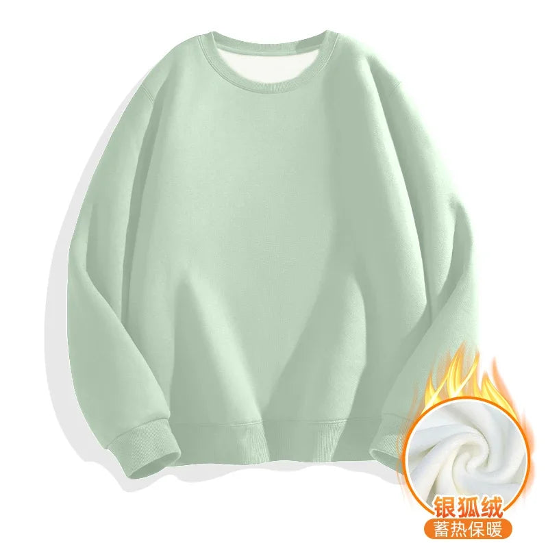 LEGIBLE 2025 Autumn Winter Woman's Hoodies Oversize Female Loose Solid Thicken Fleece Warm Women Sweatshirts Lady