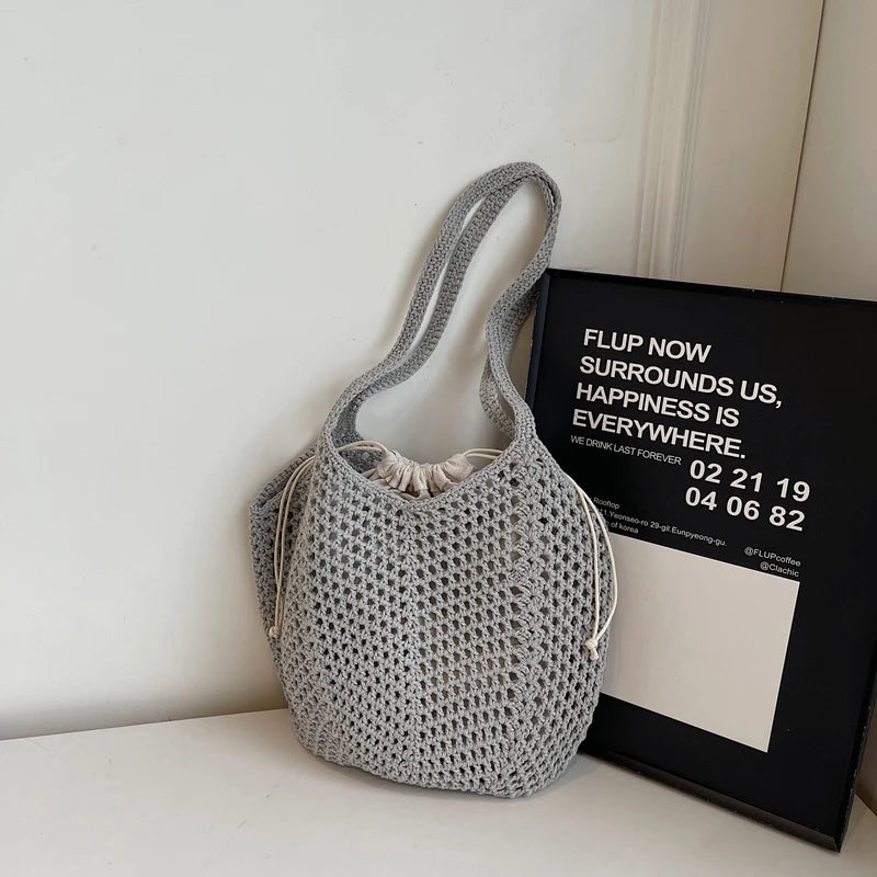 2025 Latest Summer Beach Straw Woven Tote Bag For Women 2-IN-1 Hollow-out Lightweight Large Capacity Shopper Shoulder Bag Female