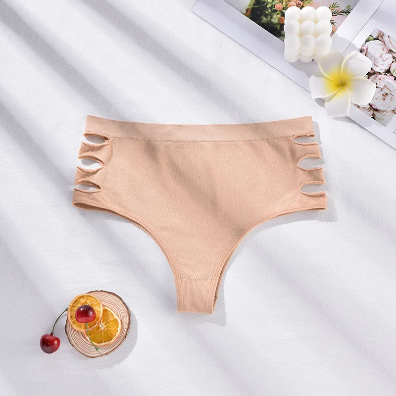 Sexy Women's Lingerie Panties Plus Size High Waist Briefs Comfort Solid Intimates Women Underwear Women Hollow Out Briefs S-4XL
