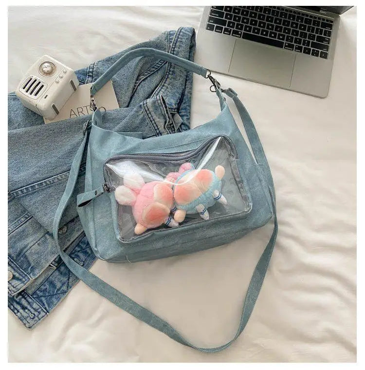 MBTI Casual Ita Bag for Women Fashion Aesthetic Y2k Large Capacity Shoulder Bag Transparent Daily Advanced Harajuku New Handbag