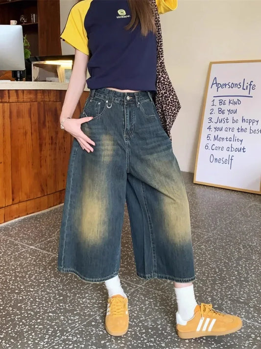 Short Jeans Women Baggy Y2k Jorts Casual Vintage Streetwear Harajuku Korean Fashion Denim Shorts Basic Summer 2025 Retro Wide