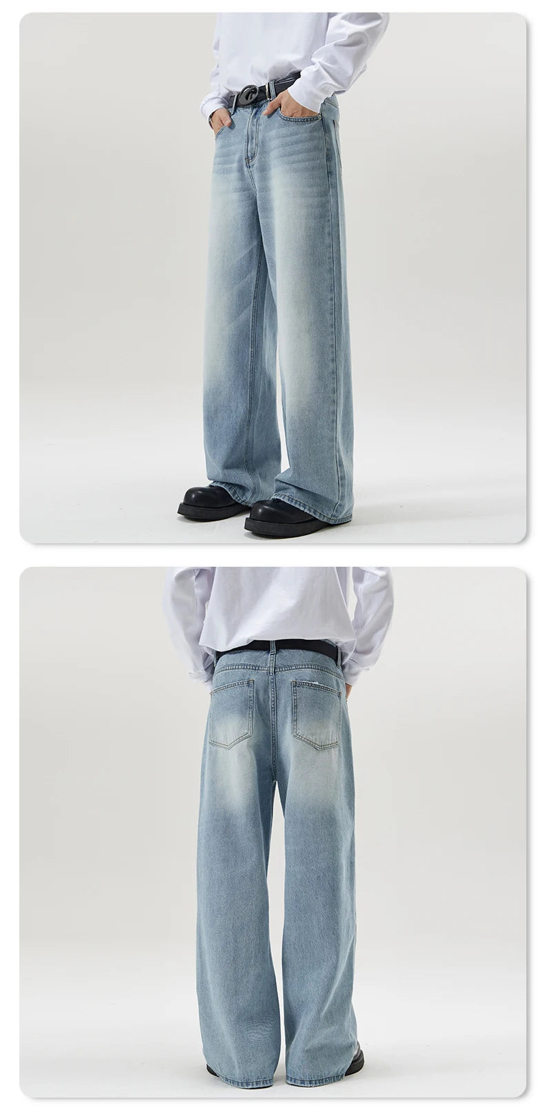 Men's Retro Jeans Korean High Street Hip-hop Loose Straight Leg Wide Leg Pants Y2k Fashion Baggy Pants Street Clothing 4 Colors