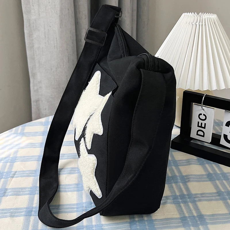 Men and women's commuting bags - simple, niche, retro, girlish cross-body bag made of canvas fabric