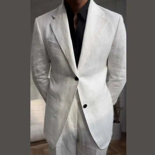 High Quality Linen Blend Business Dress Suit Wedding Suit Men Versatile Casual Office Party Prom Costume Homme Men Tuxedo Suit