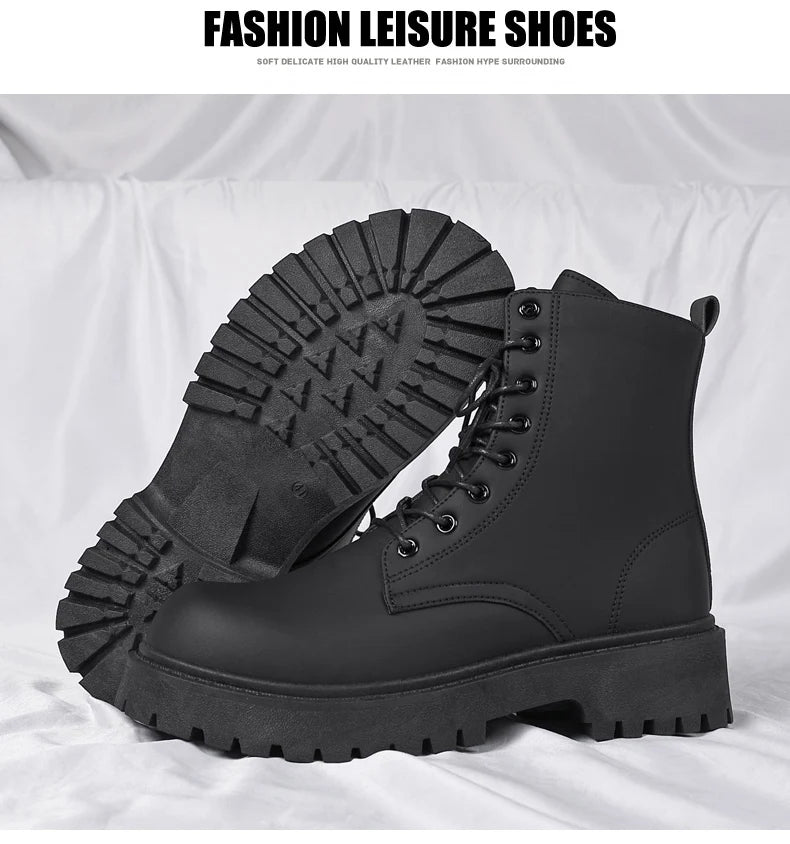 Luxury Brand Boots Chelsea Men's Boots Leather Men Designer Boots Fashion Casual Business Black Boots Thick Soled Mid Top Boots