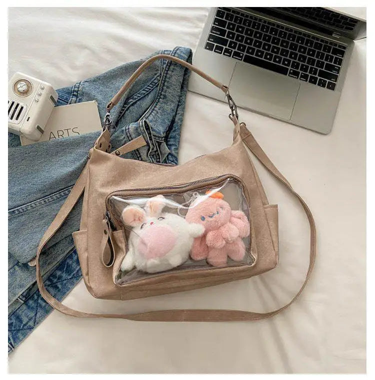 MBTI Casual Ita Bag for Women Fashion Aesthetic Y2k Large Capacity Shoulder Bag Transparent Daily Advanced Harajuku New Handbag