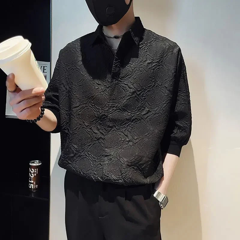 Man Shirt Graphic Half Sleeve Shirts For Men White New In Fashion 2024 Xxl Elegant With Sleeves Tops Trend S Luxury Social I